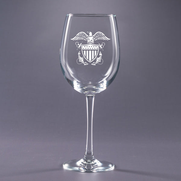 Naval Officer's Crest - 16 oz. Wine Glass Set