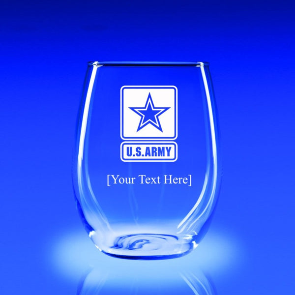 US Army Logo - 21 oz. Stemless Wine Glass Set