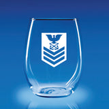 USCG Petty Officer 1st Class (PO1) - 21 oz. Stemless Wine Glass Set