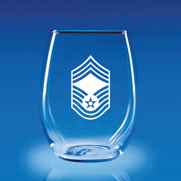 USAF Chief Master Sergeant (No Distinction) - 21 oz. Stemless Wine Glass Set