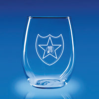 2nd Infantry Division - 21 oz. Stemless Wine Glass Set