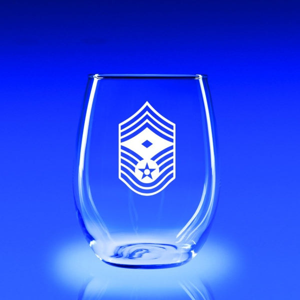 USAF Chief Master Sergeant with Distinction - 21 oz. Stemless Wine Glass Set
