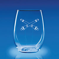 Field Artillery Insignia - 21 oz. Stemless Wine Glass Set