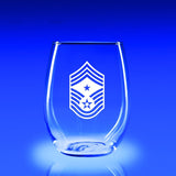 USAF Command Chief Master Sergeant - 21 oz. Stemless Wine Glass Set