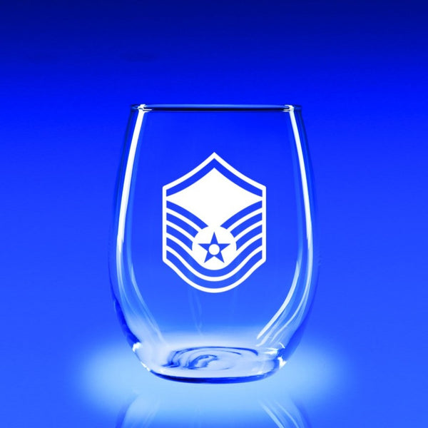 USAF Master Sergeant - 21 oz. Stemless Wine Glass Set
