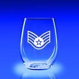 USAF Staff Sergeant - 21 oz. Stemless Wine Glass Set