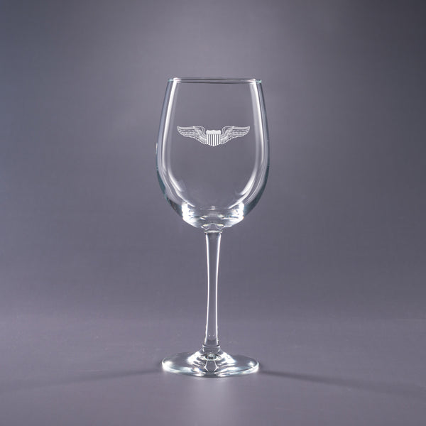 USAF Basic Pilot Wings-16 oz. Wine Glass Set