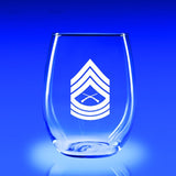 USMC Master Sergeant - 21 oz. Stemless Wine Glass Set