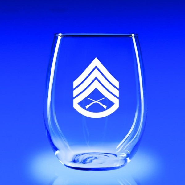 USMC Staff Sergeant - 21 oz. Stemless Wine Glass Set